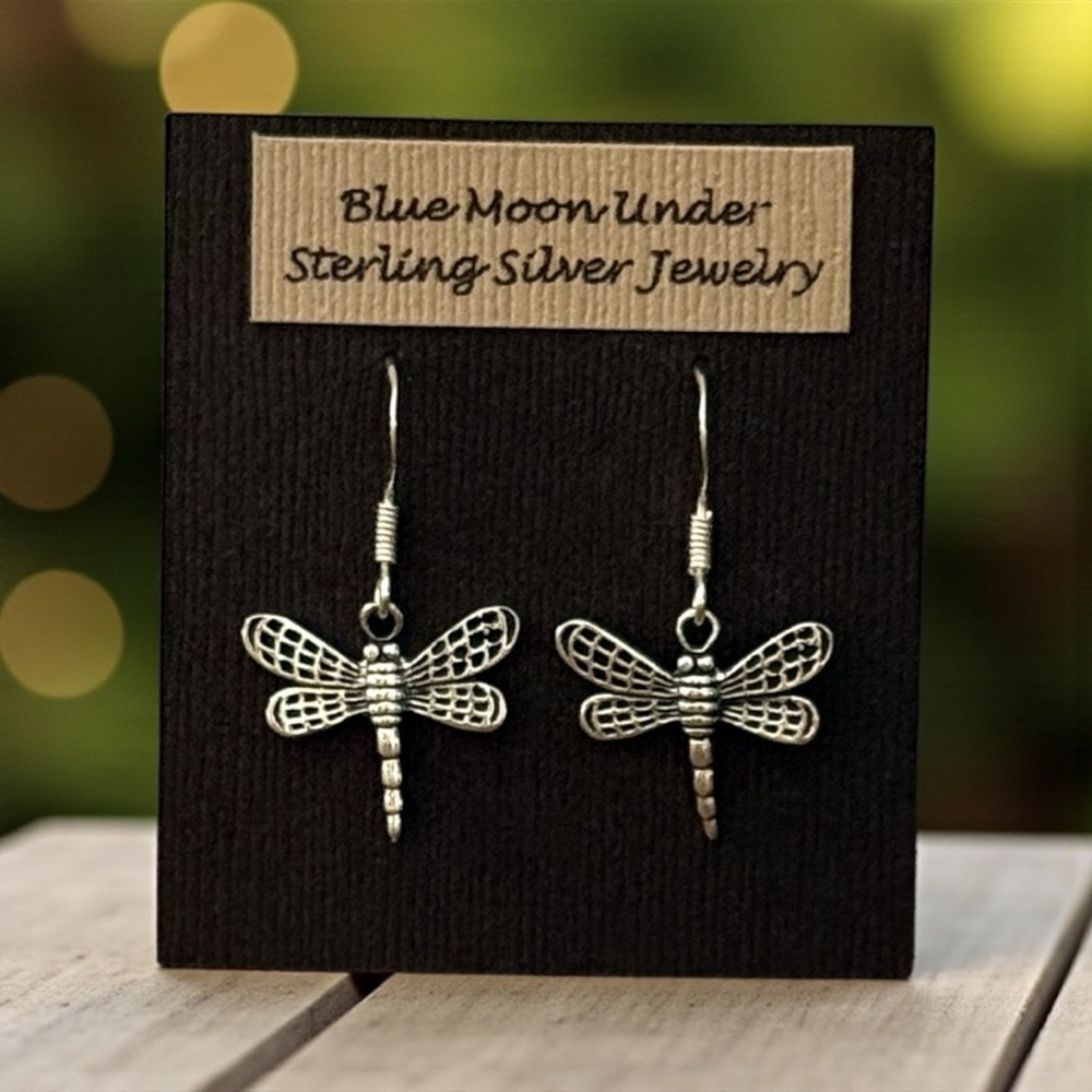 NWT 925 Sterling Silver Dragonfly Filigree Dangle Earrings! Hypoallergenic! NEW!